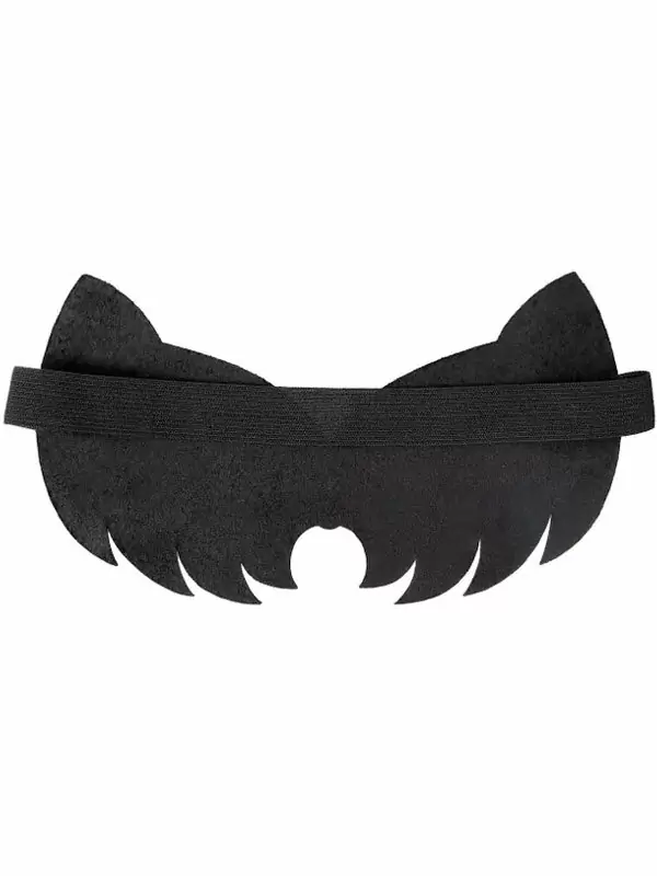 Маска на глаза Pecado BDSM, с ушками кошки, закрытая, натуральная кожа, чёрная