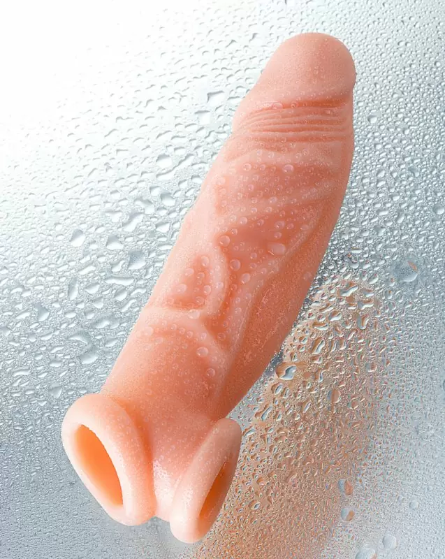 Реалистичная увеличивающая насадка на пенис TOYFA XLover с петлей на мошонку – телесный