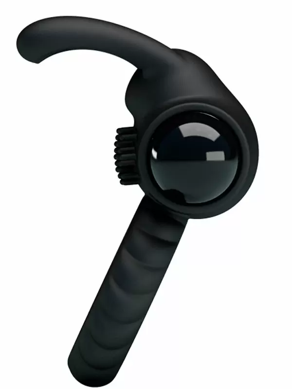 Эрекционное виброкольцо EUDORA с клиторальной щеточкой и ушками, 5,5 см, черный