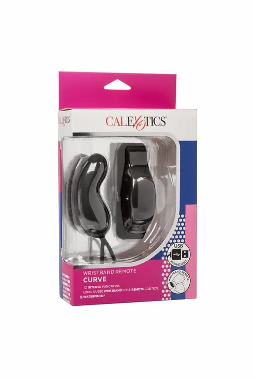 Изогнутое виброяйцо Wristband Remote Curve, с пультом-браслетом, 7,5 см, 12 режимов, черный