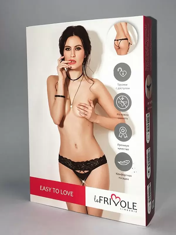 Соблазнительные кружевные трусики Easy to Love с доступом – черный, XS/S