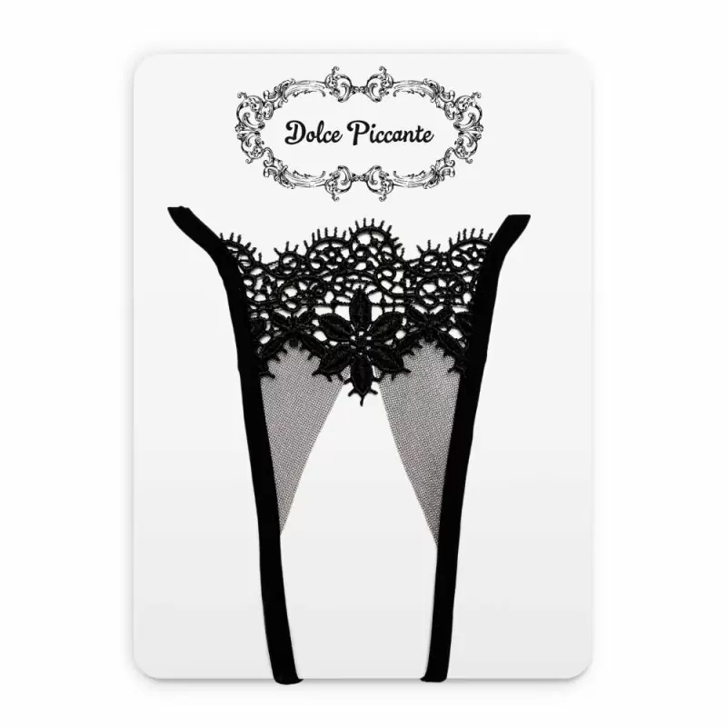 Черные кружевные трусики ручной работы Dolce Piccante Аlbori с доступом - S