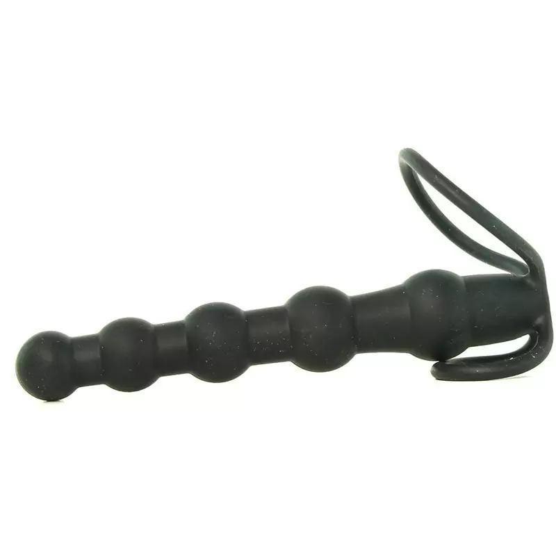 Насадка Double Rider для двойного проникновения с кольцами на пенис и мошонку – черный