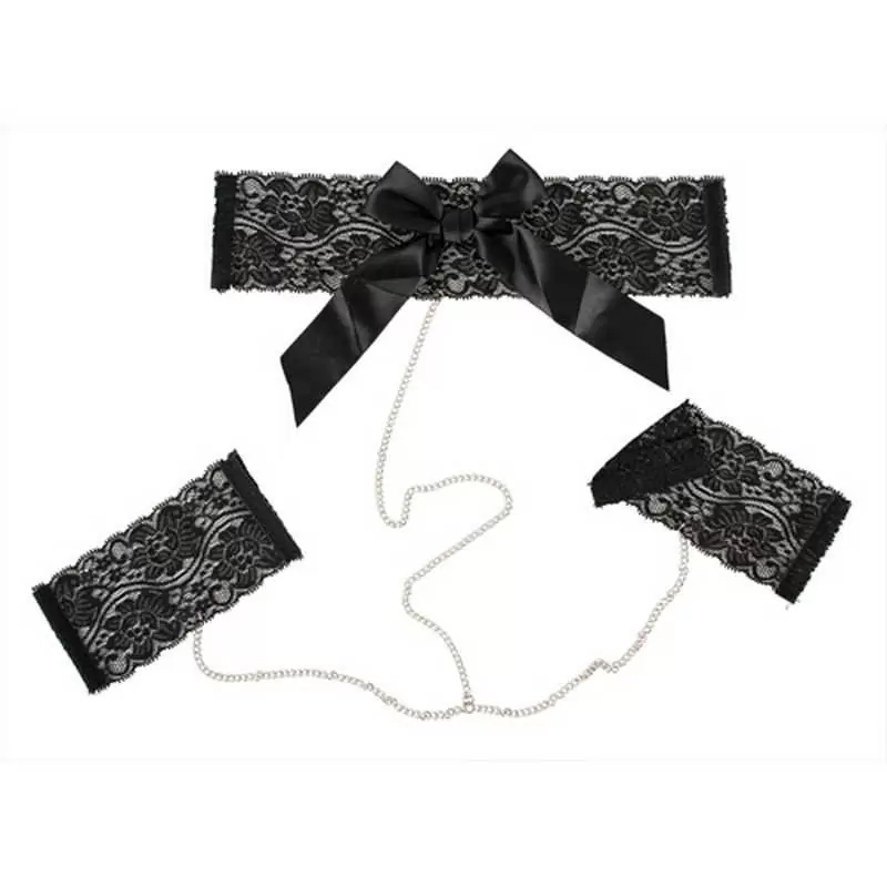 Комплект ошейник и кандалы на цепочке Cottelli jewels - черный