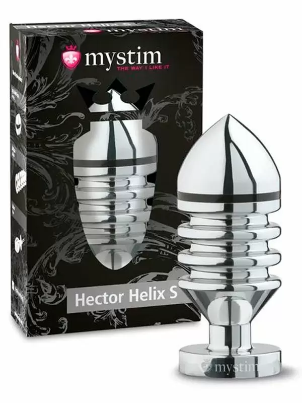 Анальный стимулятор Mystim Hector Helix S, для подключения к источнику электроимпульсов, 10 см, серебристый