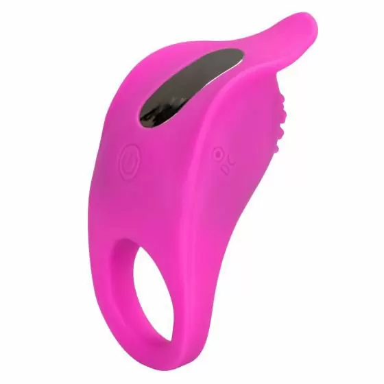 Ребристое эрекционное кольцо Silicone Rechargeable Teasing Enhancer, 9 см, 7 режимов, диаметр 3,75 см, розовый
