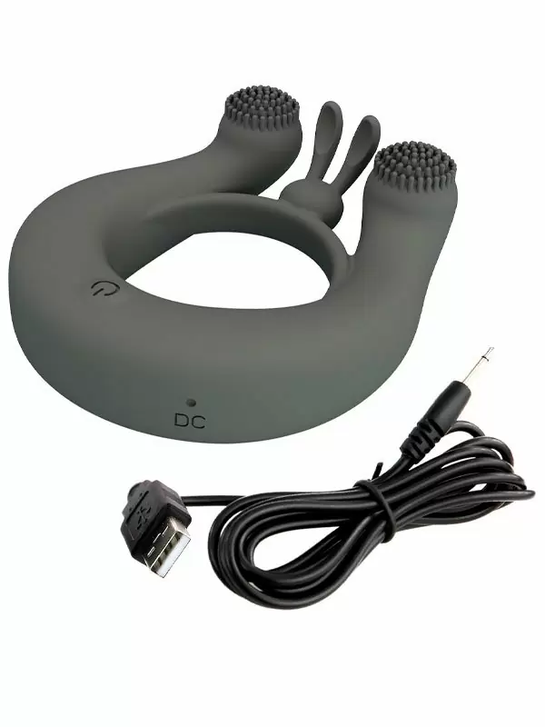 Перезаряжаемое эрекционное виброкольцо Baile Dahlia, двойной мотор, 12 режимов, силикон