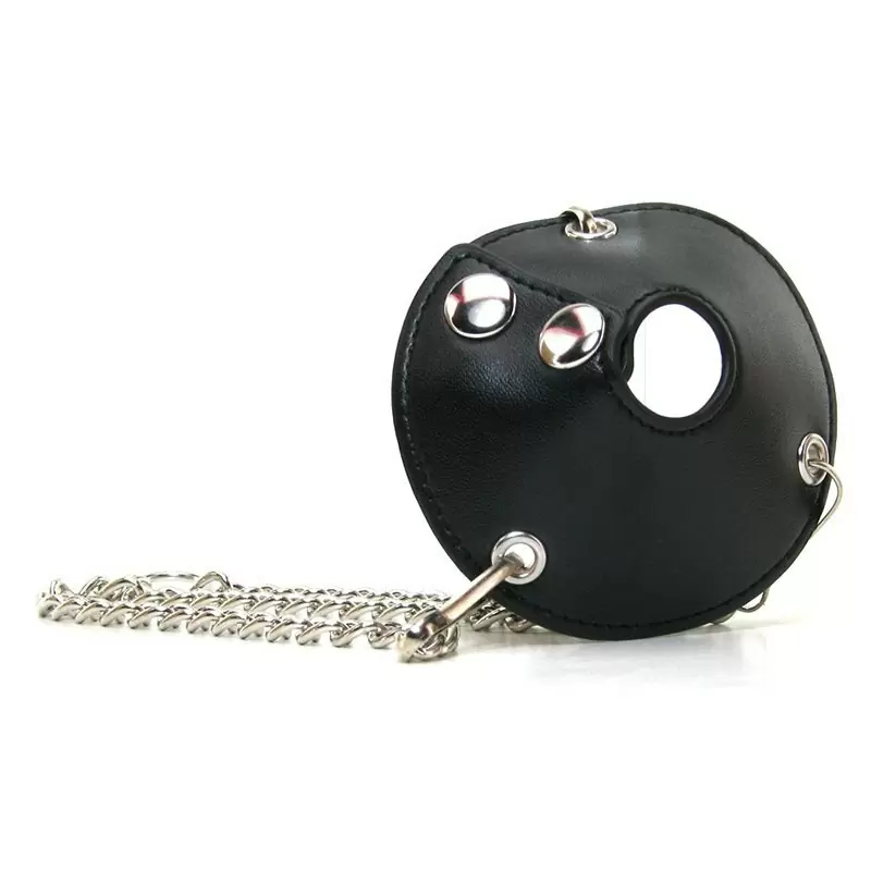 Кожаная утяжка для мошонки Parachute Ball Stretcher с цепочками – черный