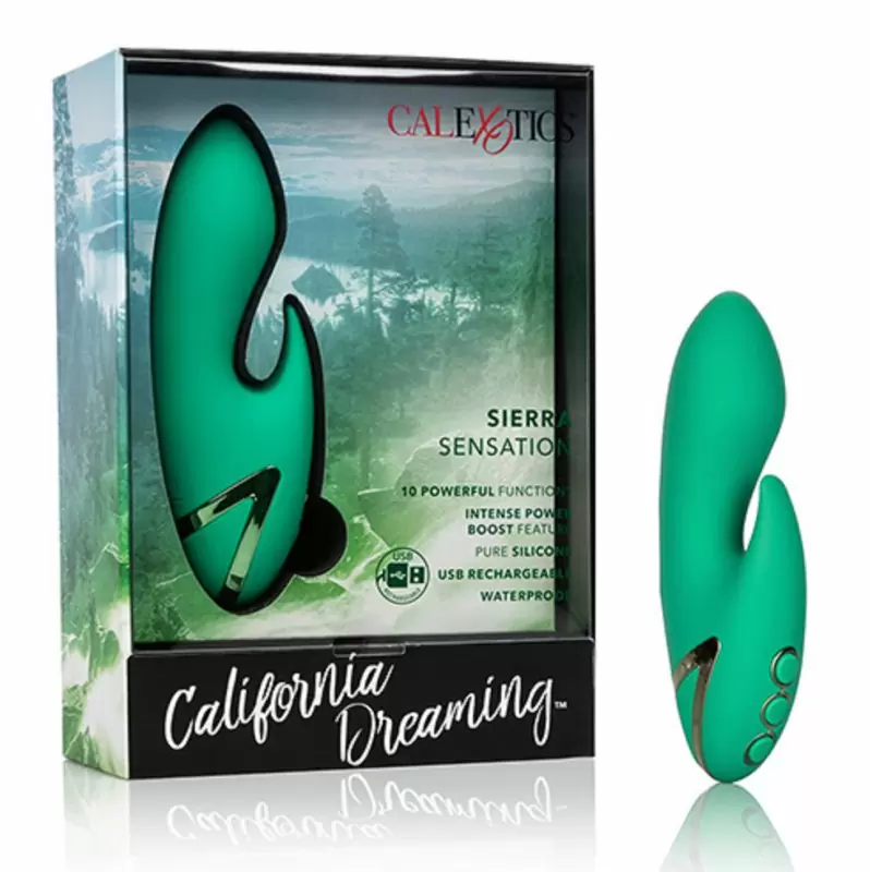 Компактный вибратор-кролик Sierra Sensation, 7,5 см, 10 режимов, силикон, зеленый