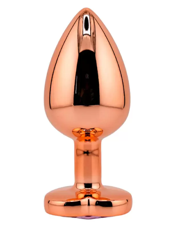 Алюминиевая анальная пробка Kanikule Pink Heart с розовым кристаллом в форме сердца, 8,4 см х 4 см, розовое золото, Large