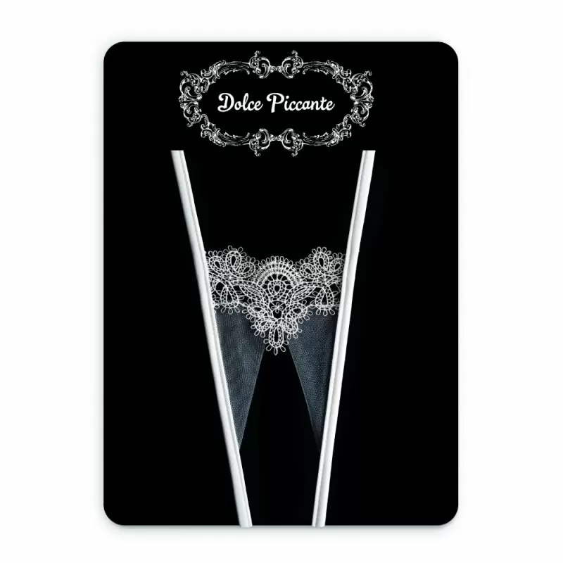 Белые кружевные трусики ручной работы Dolce Piccante Delicati pizzi с доступом - M