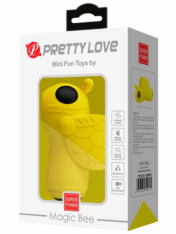 Вакуумный мини-стимулятор клитора Baile  Magic Bee, на палец, 7 см, 10 режимов, силикон, желтый