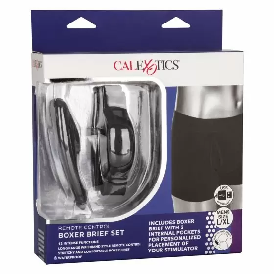 Трусы боксеры с вибратором Remote Control Panty Set L/XL, 12 уровней вибрации, водонепроницаемый