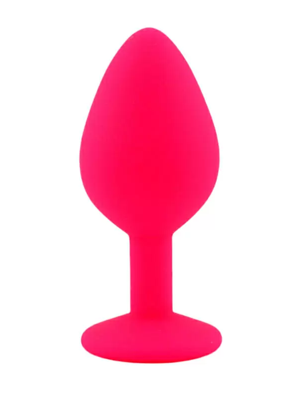 Средняя силиконовая анальная пробка Kanikule Medium с кристаллом – розовый с лавандовым