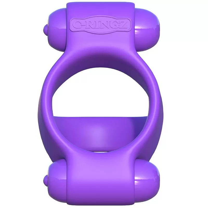 Эрекционное кольцо Squeeze Play Couples Ring с 2-мя виброэлементами – фиолетовый