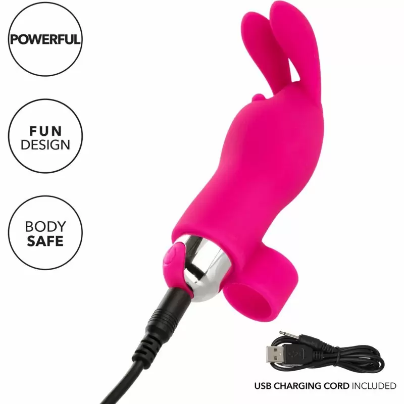 Универсальная вибронасадка на палец Finger Bunny, 10 режимов, 8,2 см, розовый