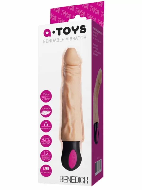 Гибкий реалистичный вибратор TOYFA A-Toys  Benedick с подогревом – телесный