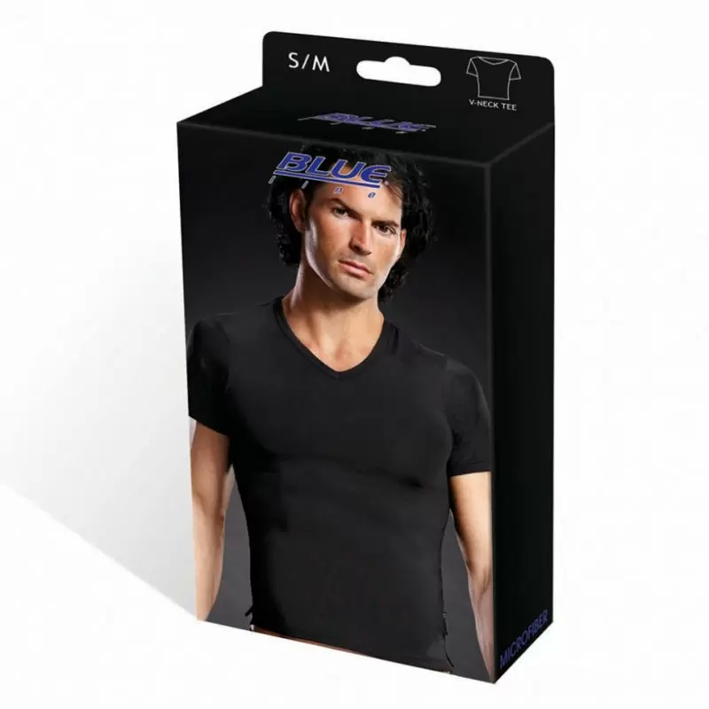 Мужская черная футболка BlueLine с V-образным вырезом – S/M