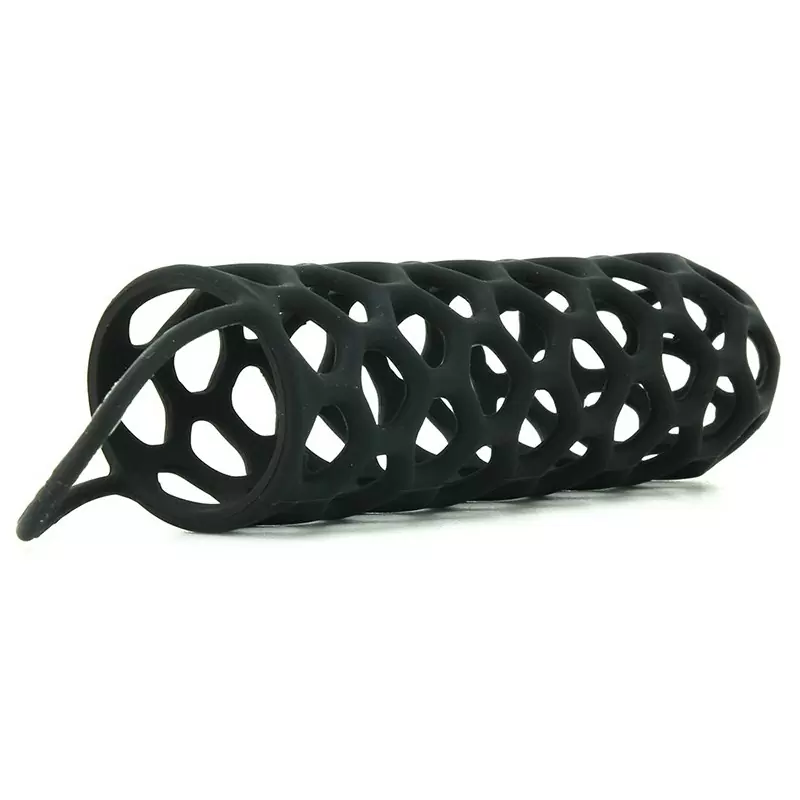 Насадка стимулирующая Silicone Warrior Cock Cage с кольцом на мошонку – черная