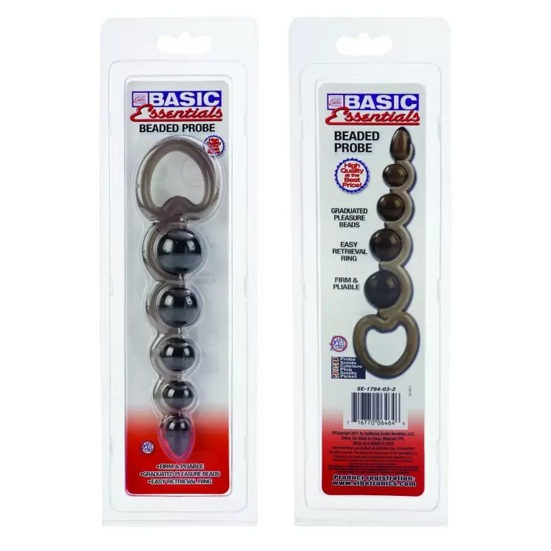 Анальная цепочка Basic Essentials Beaded Probes гибкая – серый