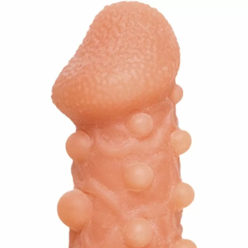 Реалистичная насадка на пенис с шариками и отверстием для мошонки «Cock sleeve» (большая), Kokos