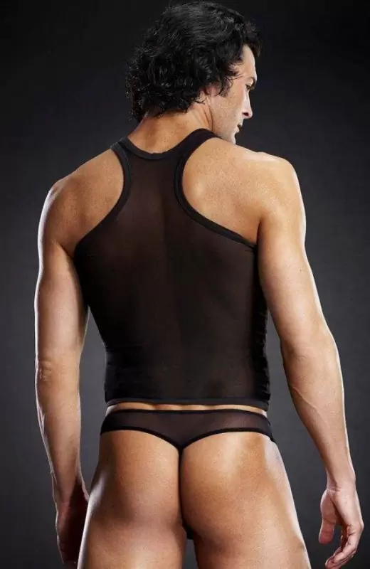 Черная майка-борцовка BlueLine в сетку – S/M