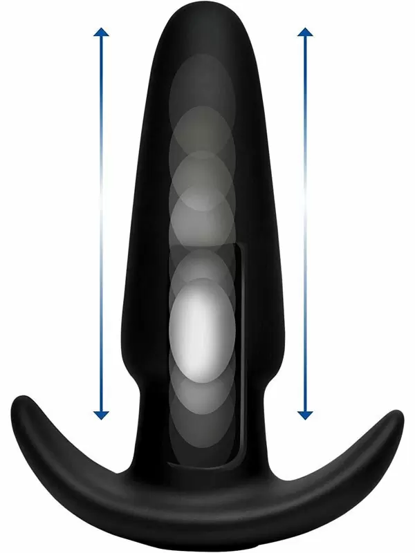 Анальная пробка Kinetic Thumping, гладкая с функцией толчков, 13,3 см, 4 режима, черный