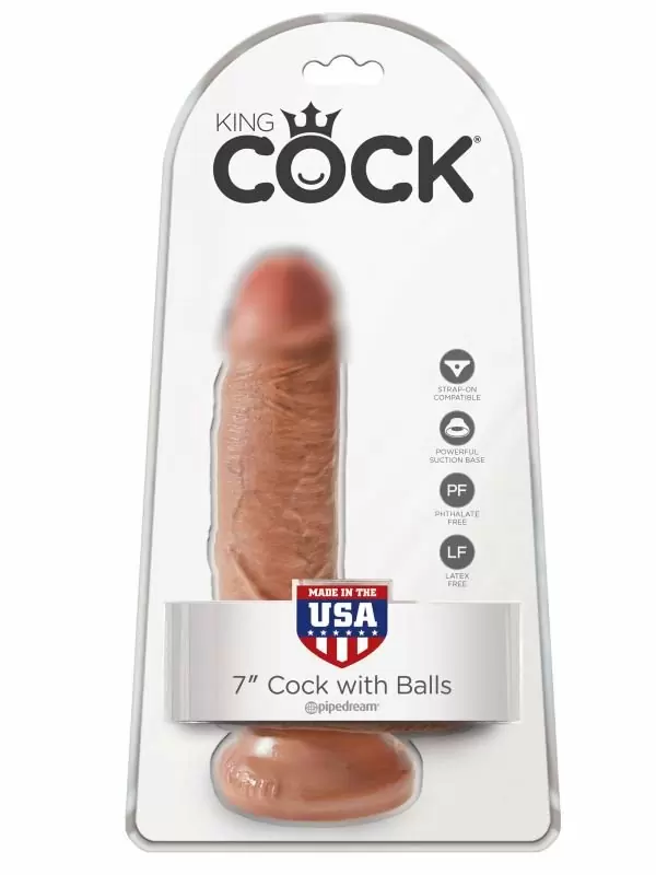 Реалистичный фаллоимитатор Pipedream King Cock 7 Cock with Balls, с мошонкой, 19,4 см, диаметр 4,5 см, телесный