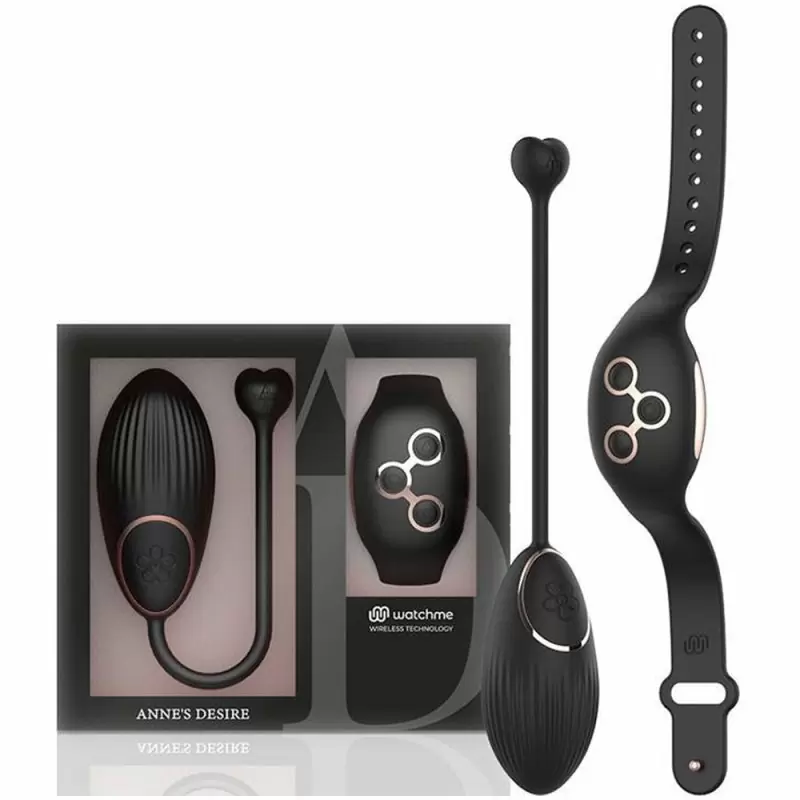 Ребристое виброяйцо Dream Love ANNE S DESIRE EGG WIRLESS TECHNOLOGY WATCHME BLACK / GOLD, с пультом Д/У, 8,5 см, 7 режимов, силикон