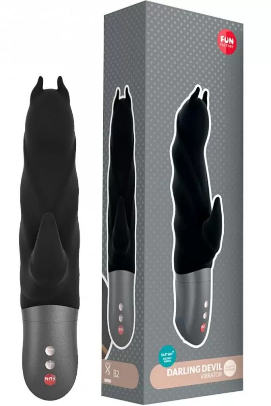 Рельефный вибратор-кролик Fun Factory Darling Devil, 6 режимов, 20,5 см, силикон, черный