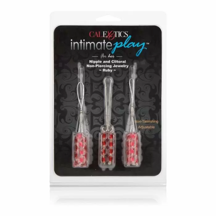 Эротические клипсы Calexotics Intimate Play Nipple and Clitoral Non-Piercing Body Jewelry – красный