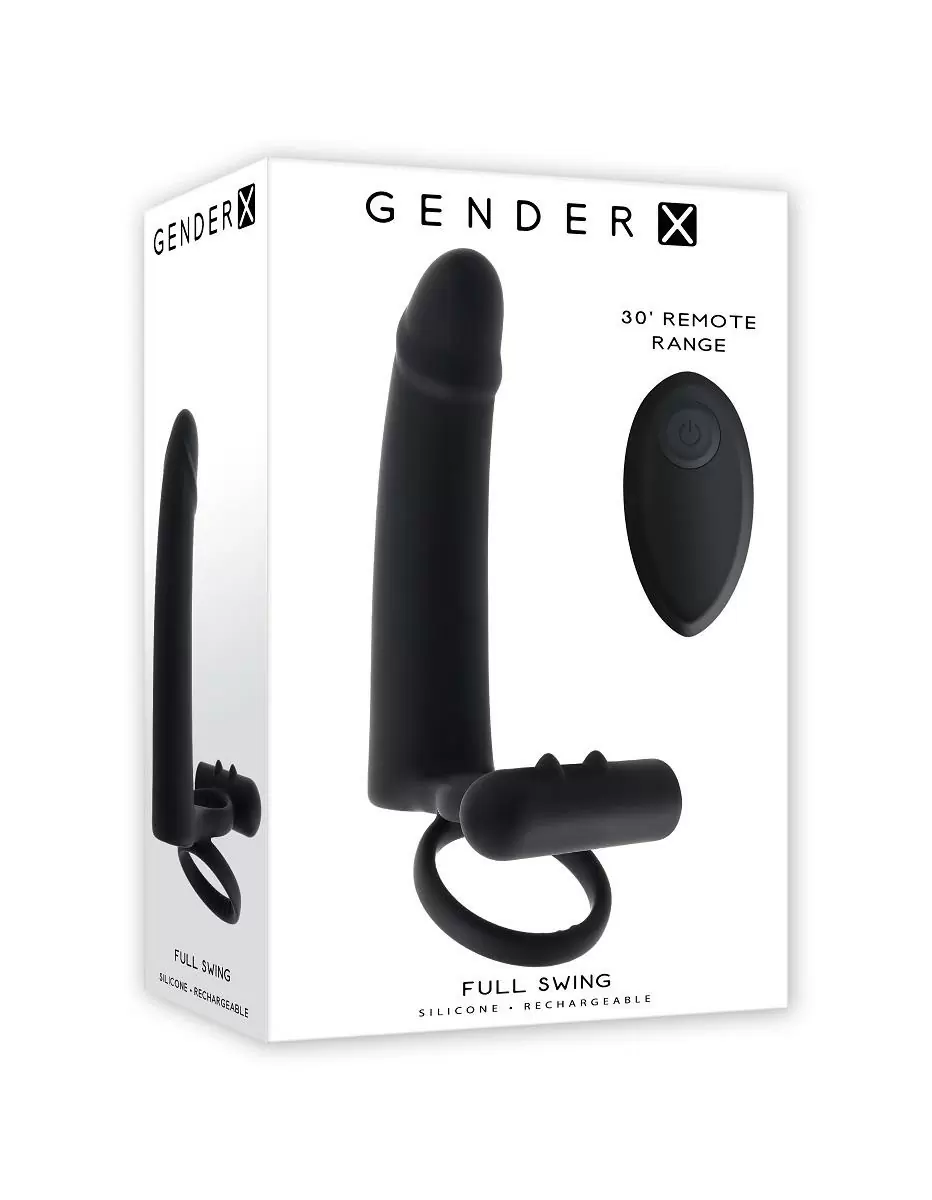 Эрекционное виброкольцо с вибростимулятором для двойного проникновения Full Swing