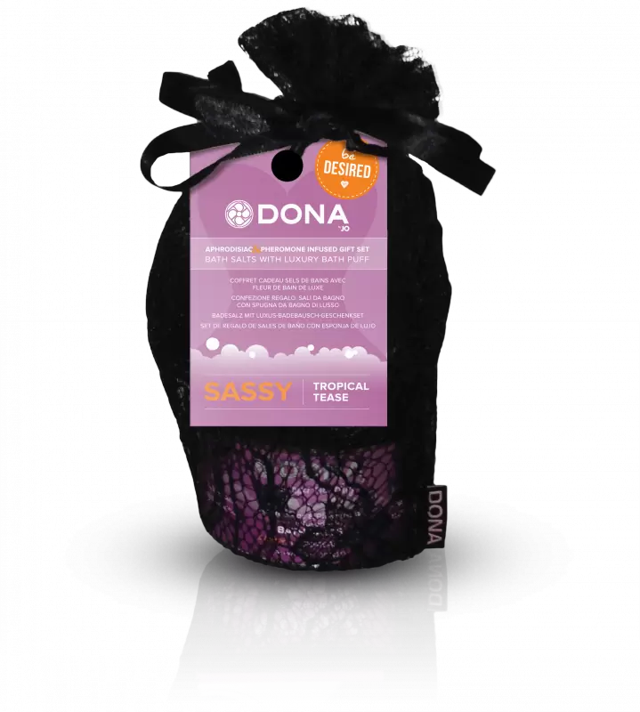 Подарочный набор Dona Be Desired Sassy: соль с феромонами и мочалка – тропический, 215 г