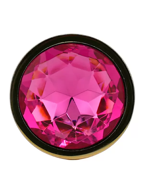 Маленькая алюминиевая анальная пробка Kanikule Small с кристаллом – золотистый с розовым