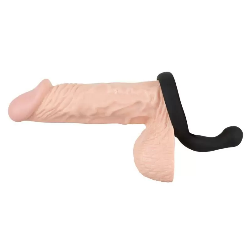 Кольцо на пенис Black Velvets со стимулятором промежности – черный