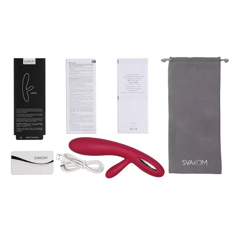 Вибромассажер Lester с функцией подогрева, интеллектуальный режим – винно красный