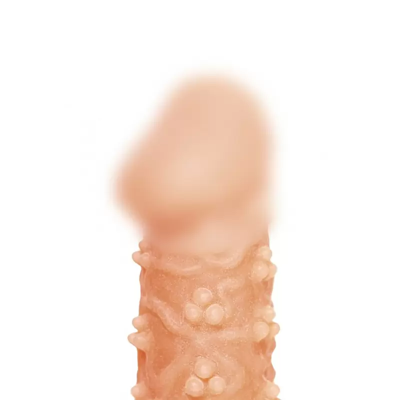 Реалистичная насадка на пенис с узором из мелких шариков и отверстием для мошонки «Cock sleeve» (большая), Kokos