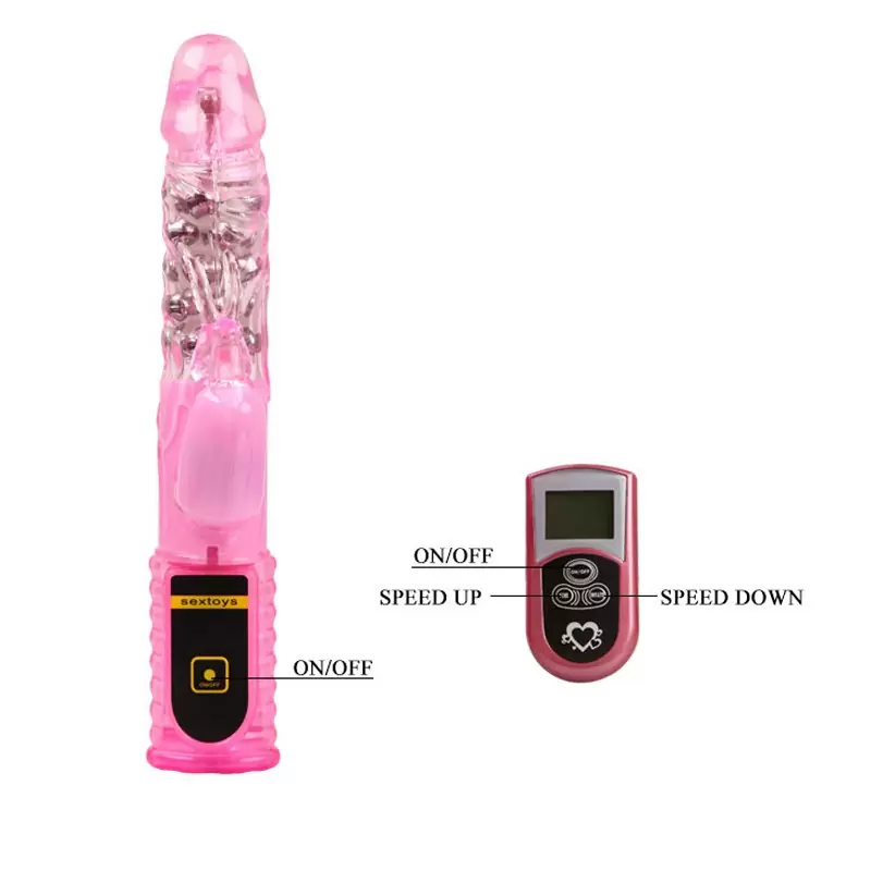 Ротатор-вибромассажер двойного действия Clit Critter с пультом дистанционного управления – розовый