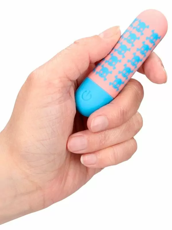 Вибропуля Shots Toys Bone to be Wild, 10 скоростей, розовая с голубым