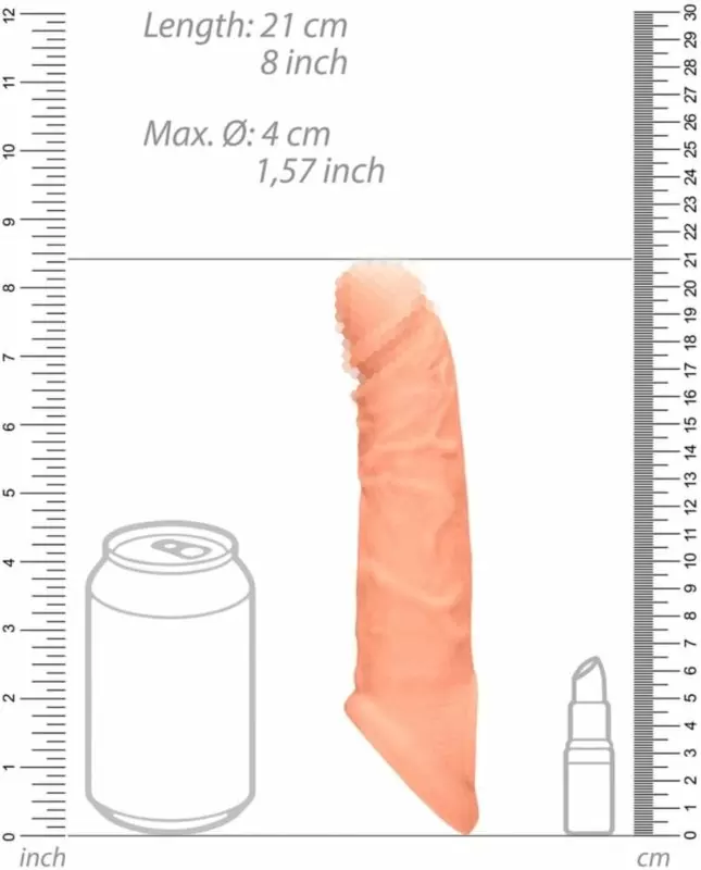 Увеличивающая насадка Shots Toys RealRock с креплением, телесный, 21,9 см х 5,9 см