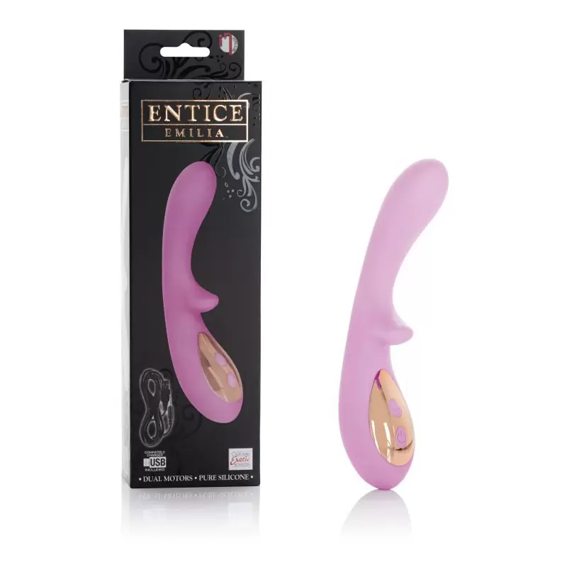 Вибромассажер со стимуляцией клитора перезаряжаемый Entice Emilia – розовый