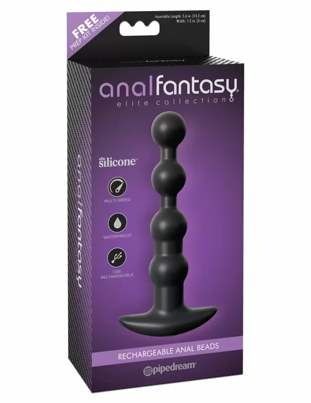 Анальная цепочка с вибрацией Pipedream Anal Fantasy Elite Collection Rechargeable Anal Beads - чёрный