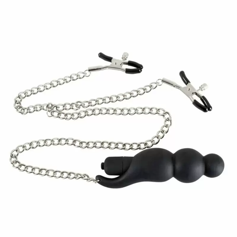 Зажимы на соски с мини вибратором Chained - серебристый