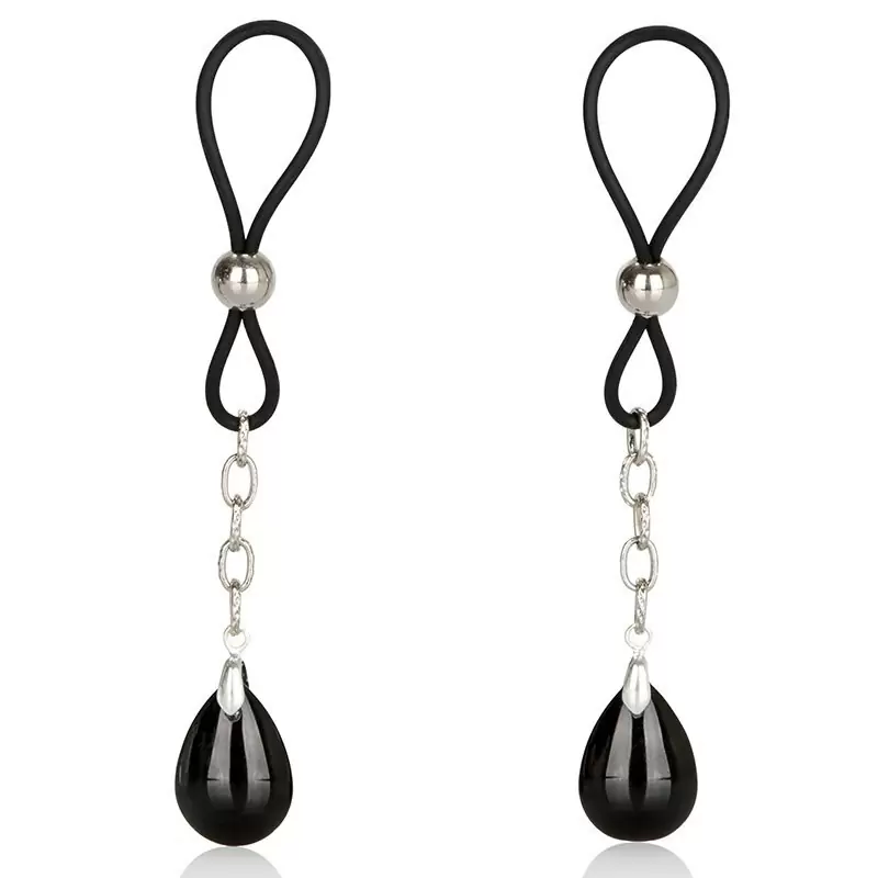 Зажимы на соски Non-Piercing Nipple Jewelry - Onyx с подвесками – черный