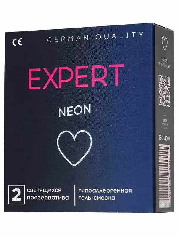 Оригинальные презервативы EXPERT Neon, светящиеся, 18 см, 2 шт. в уп.