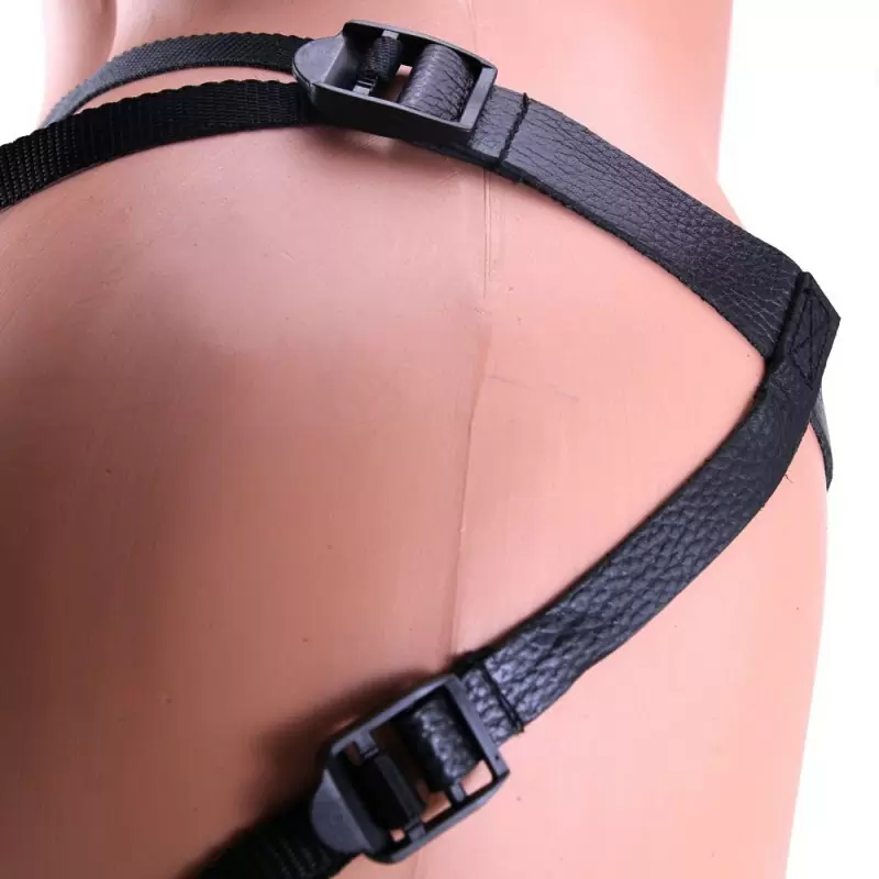 Страпон-трусики с вибрацией Leather Low-Rider Harness кожаные 
