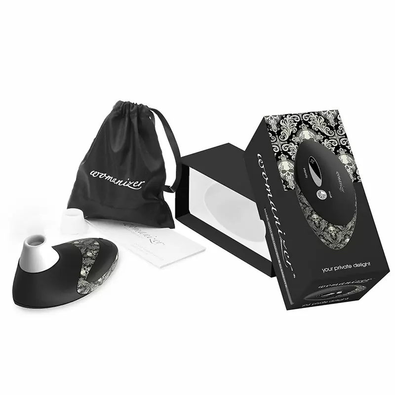Бесконтактный клиторальный стимулятор Womanizer Pro – черный с белым (тату)