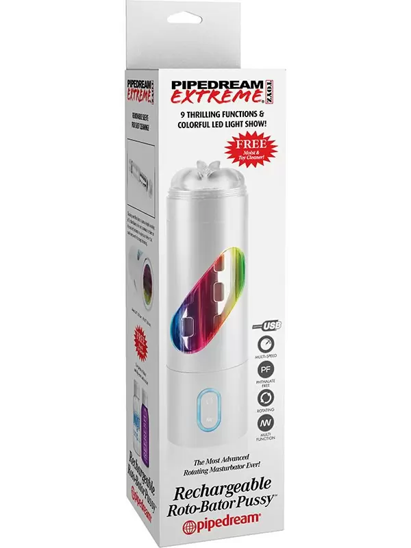 Перезаряжаемый мастурбатор вагина Roto-Bator Pussy с ротацией - серебристый