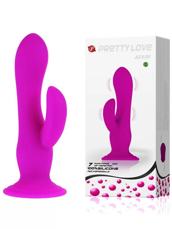 Двойной вибростимулятор Alvin на присоске – розовый