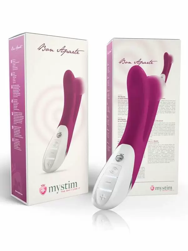 Двойной вибратор Mystim Bon Aparte, 25 см, 8 режимов, фиолетовый
